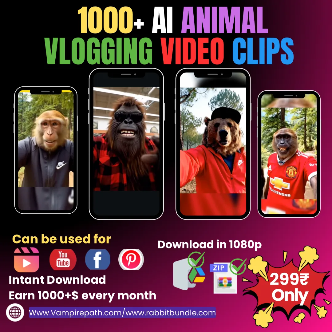 1000+ Ai Animal Vlogging clips Pack