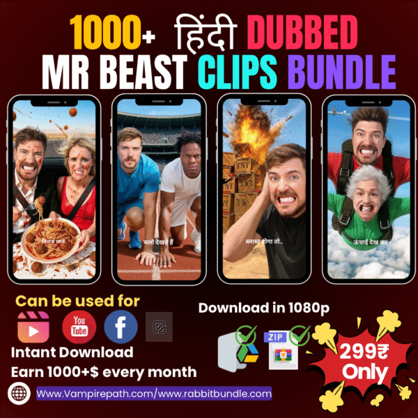 1000+ Hindi Dubbed Mr beast Clips bundle