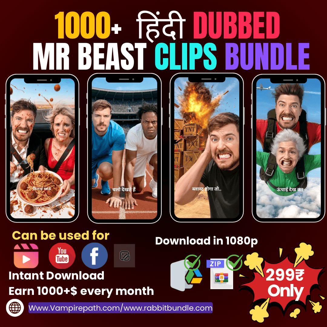 1000+ Hindi Dubbed Mr beast Clips bundle